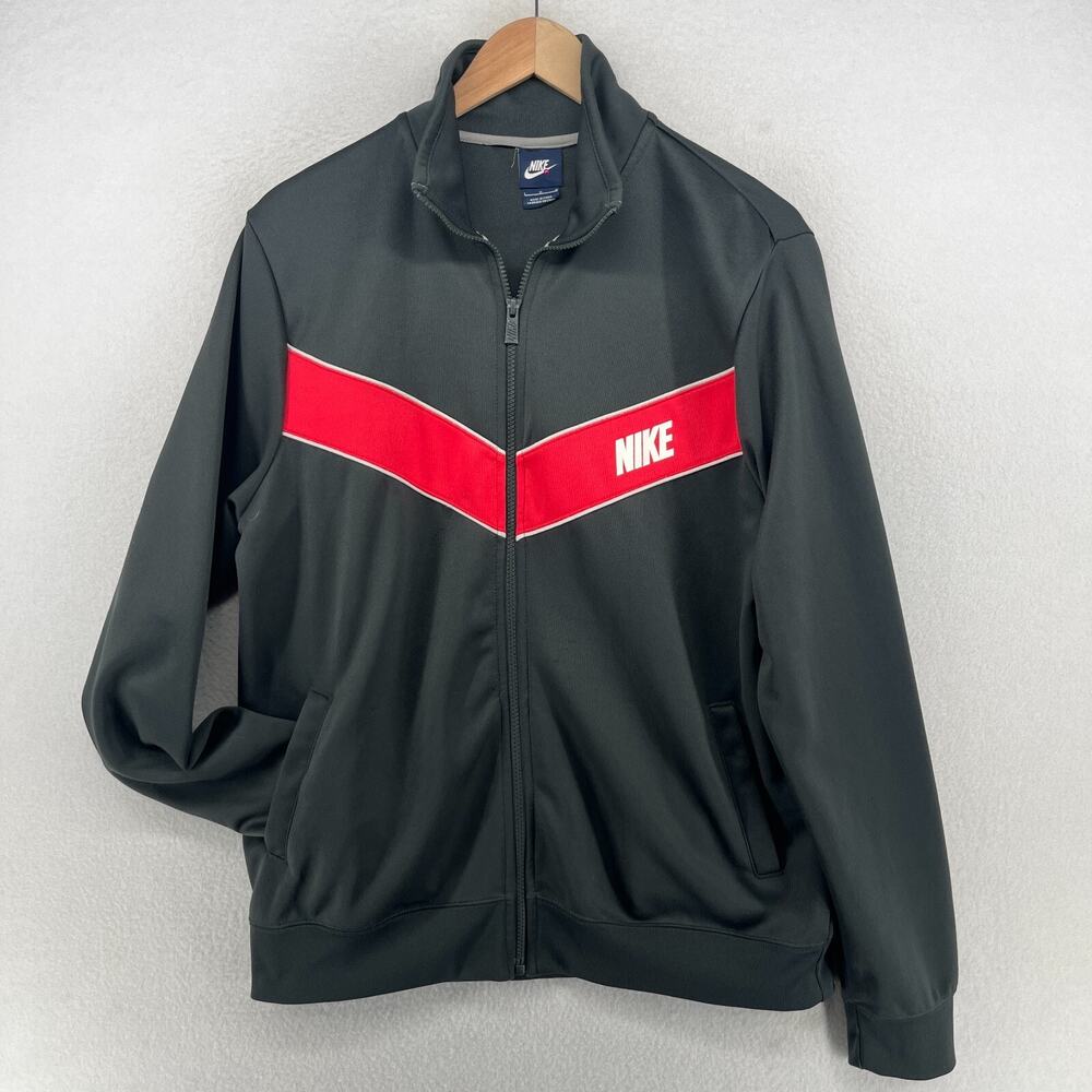 NIKE Jacket Mens L Sportswear Striker Track Full Zip 90s Running Workout Grey